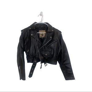 Vintage Mgr It’s Our Universe Black Leather Jacket Coat Small American Vintage
